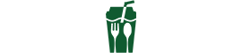 Logotipo de Nanjing Haolyland Packaging Material Technology Co., Ltd. que presenta una taza verde con una pajita y un símbolo de cuchillo y tenedor en el frente, lo que representa el enfoque de la empresa en soluciones de embalaje biodegradables y ecológicas.